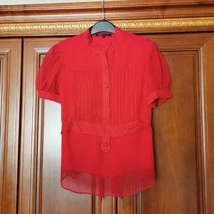 BCBG MAXAZRIA SILK RED BLOUSE